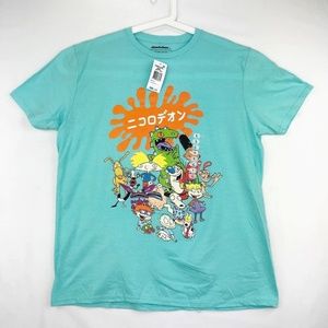 Freeze Mens Large Nickelodeon Graphic T-Shirt Rugrats Arnold Turquoise Blue SS